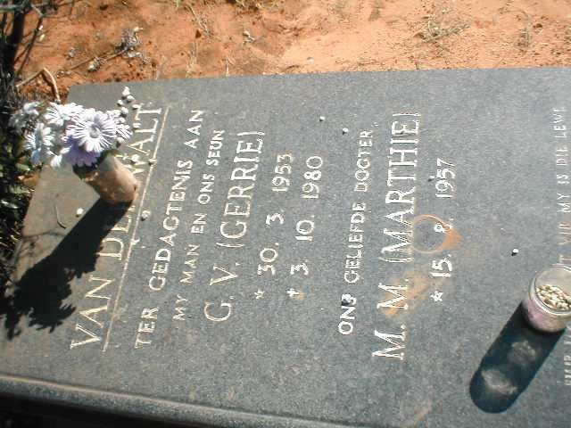 WALT G.V., van der 1953-1980 :: VAN DER WALT M.M. 1957-