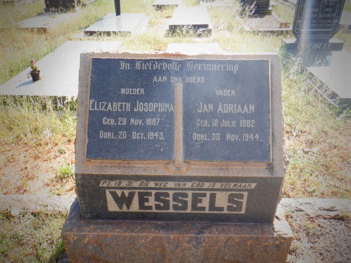 WESSELS Jan Adriaan 1882-1944 &amp; Elizabeth Josophina 1887-1943