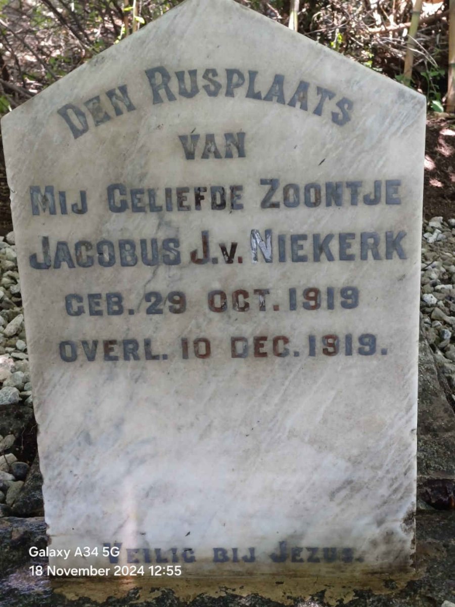 NIEKERK Jacobus J., van 1919-1919