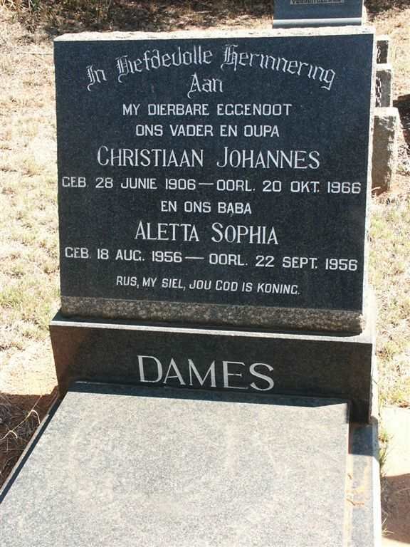 DAMES Christiaan Johannes 1906-1966 :: DAMES Aletta Sophia 1956-1956
