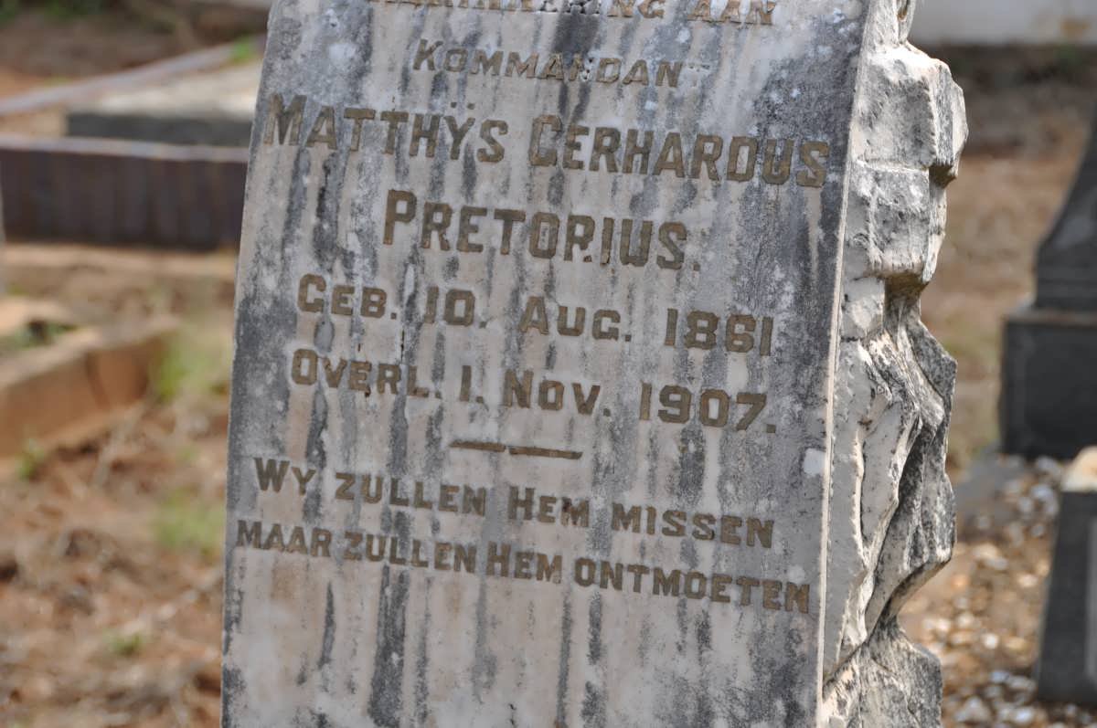 PRETORIUS Matthys Gerhardus 1861-1907