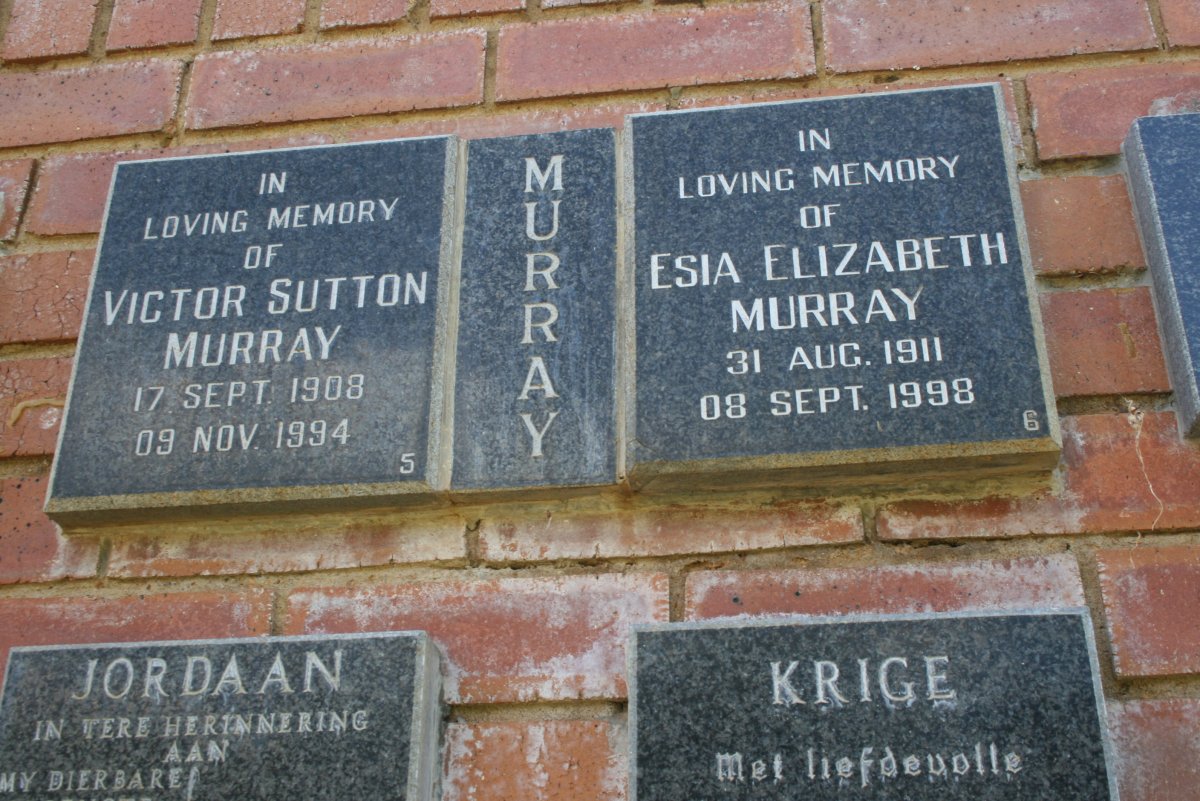MURRAY Victor Sutton 1908-1994 &amp; Esia Elizabeth 1911-1998
