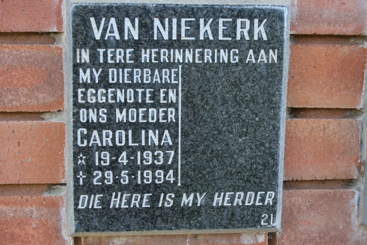 NIEKERK Carolina, van 1937-1994