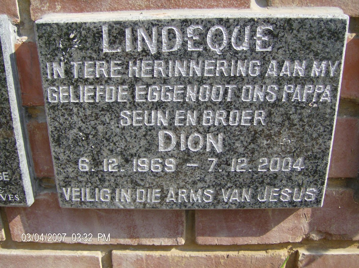LINDEQUE Dion 1969-2004