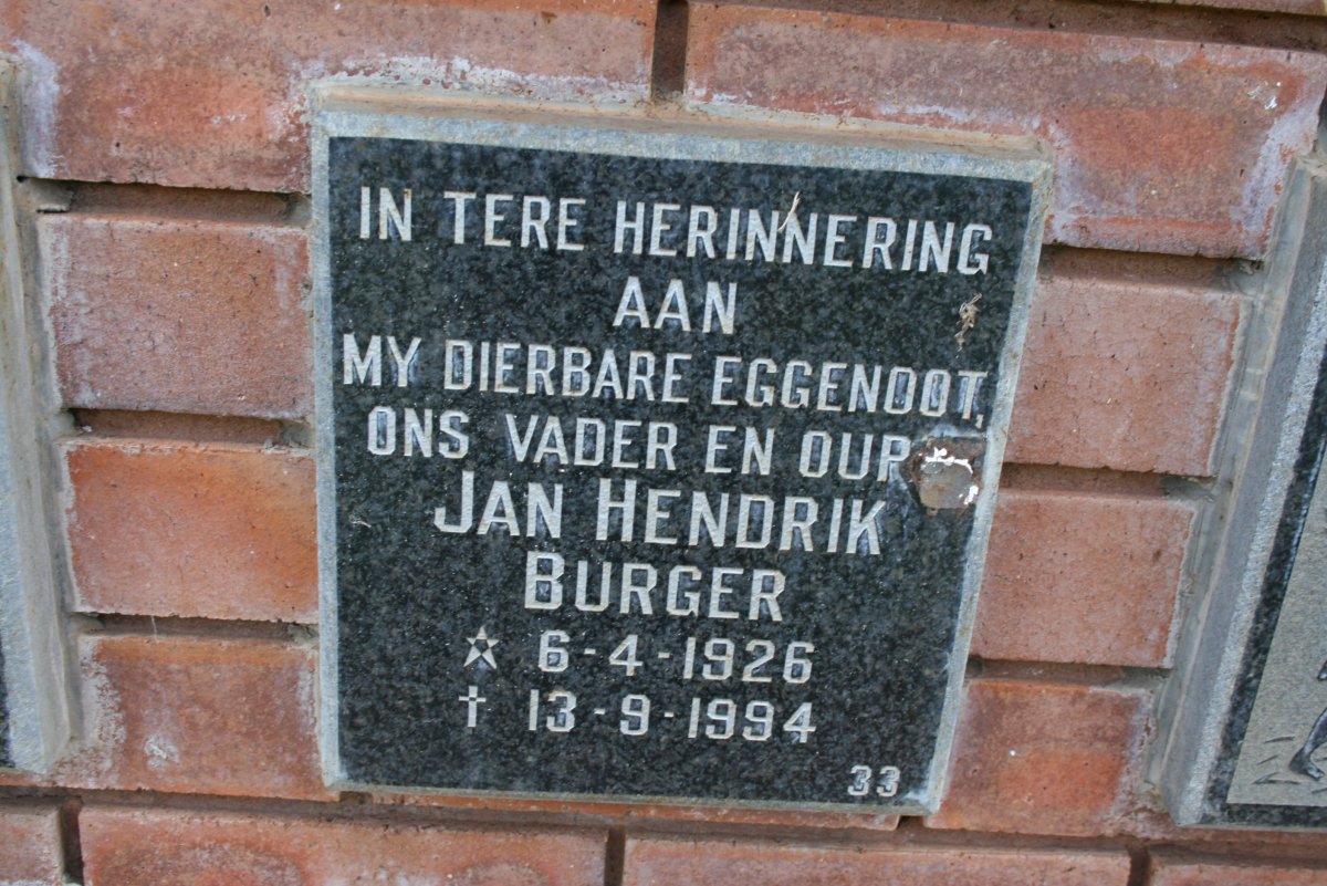 BURGER Jan Hendrik 1926-1994