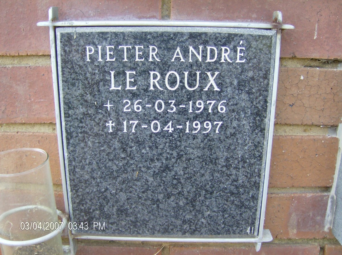 ROUX Pieter André, le 1976-1997