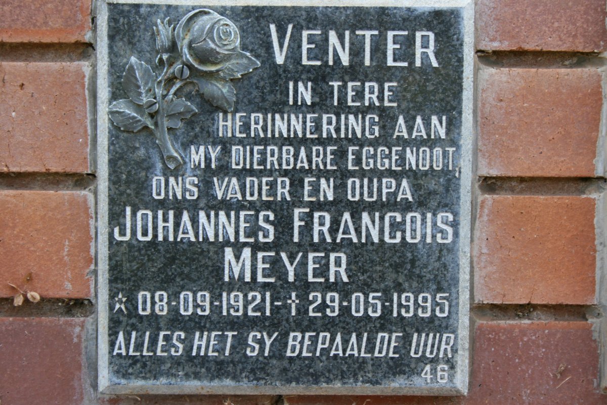 VENTER Johannes Francois Meyer 1921-1995