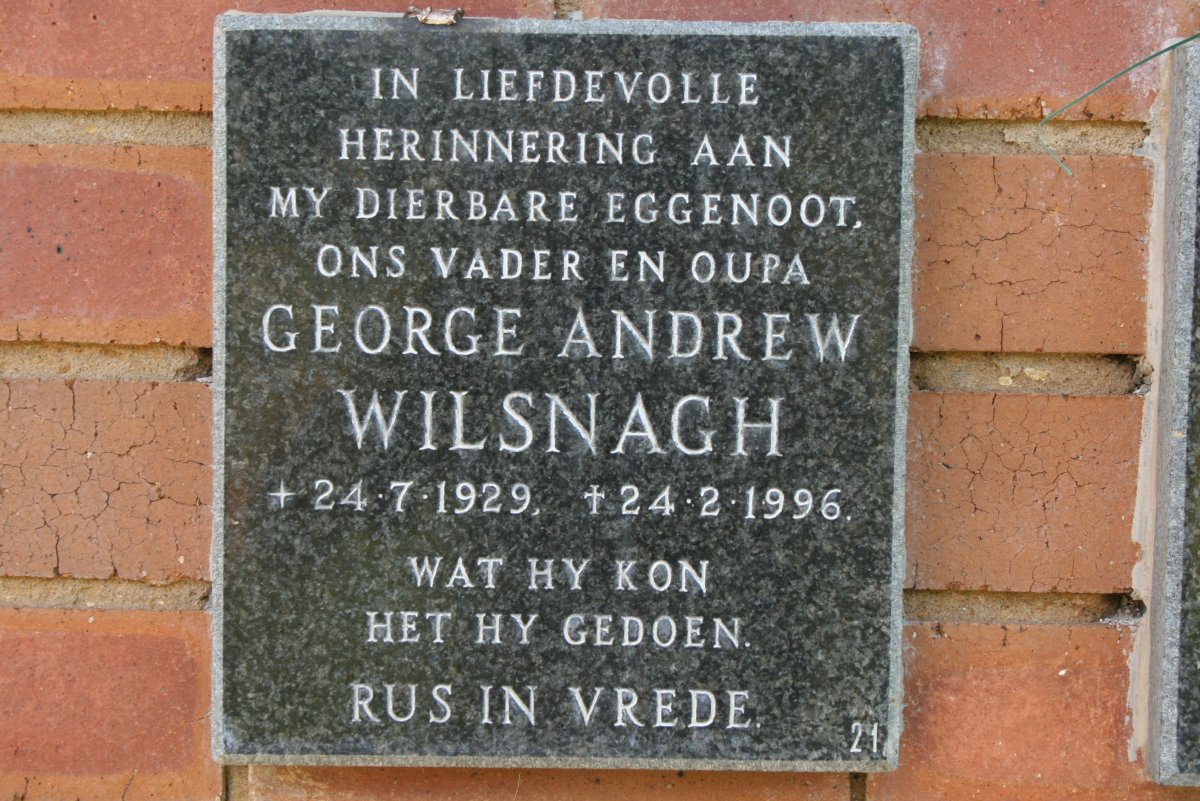 WILSNAGH George Andrew 1929-1996