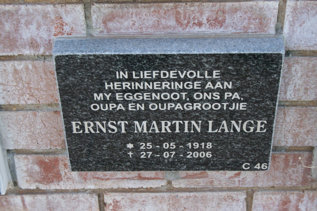 LANGE Ernst Martin 1918-2006