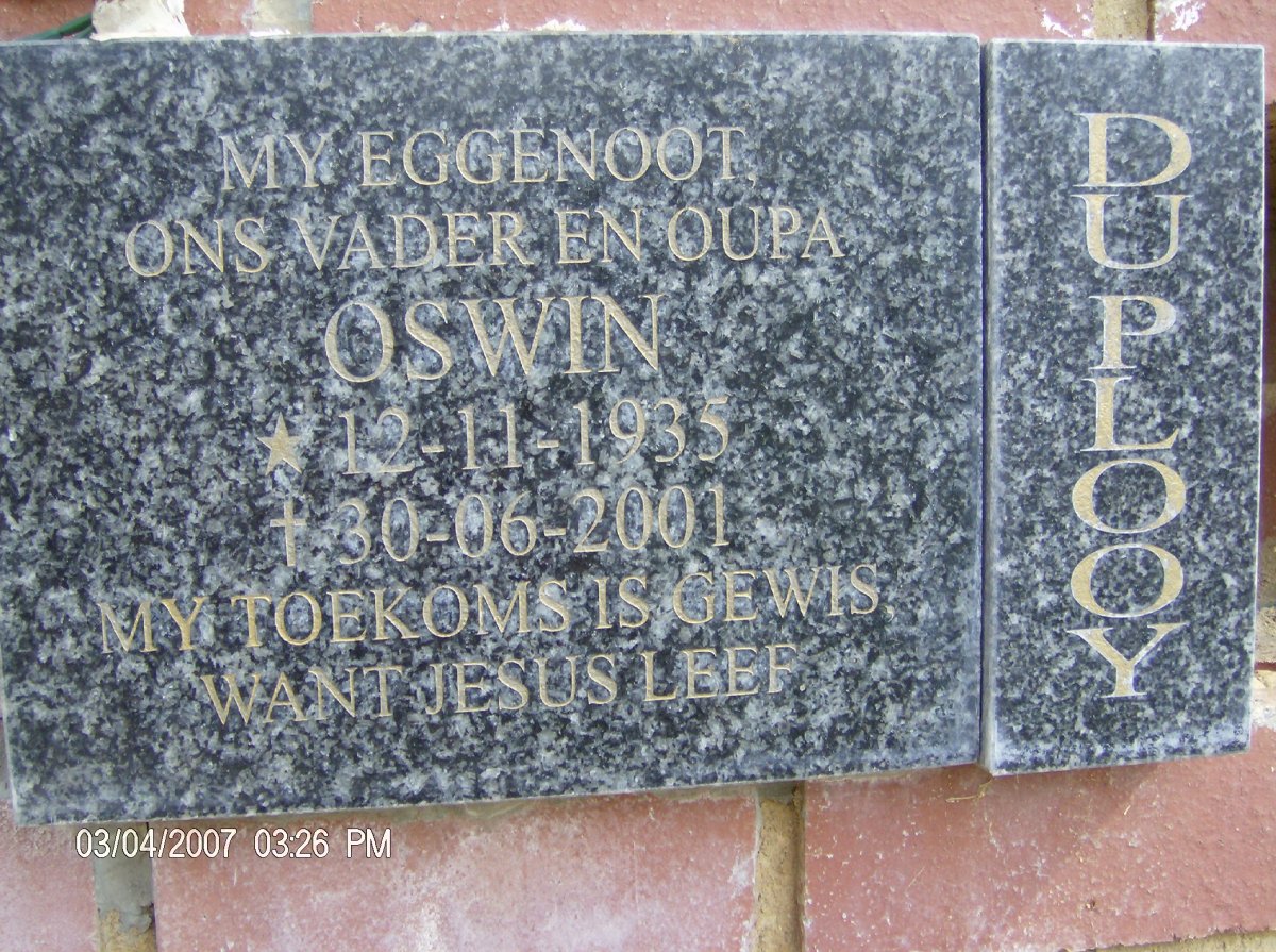 PLOOY Oswin, du 1935-2001