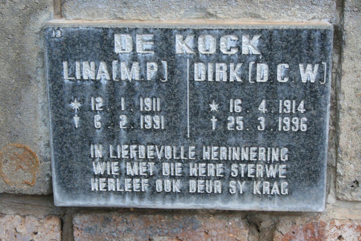 KOCK D.C.W., de 1914-1996 &amp; M.P. 1911-1991