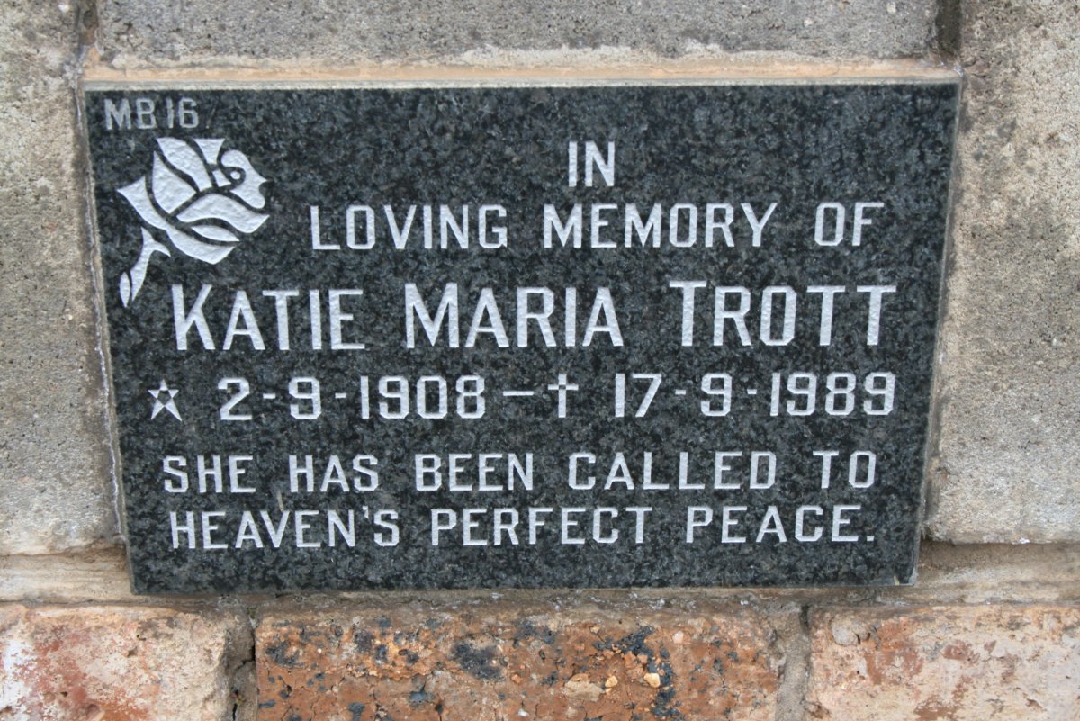 TROTT Katie Maria 1908-1989