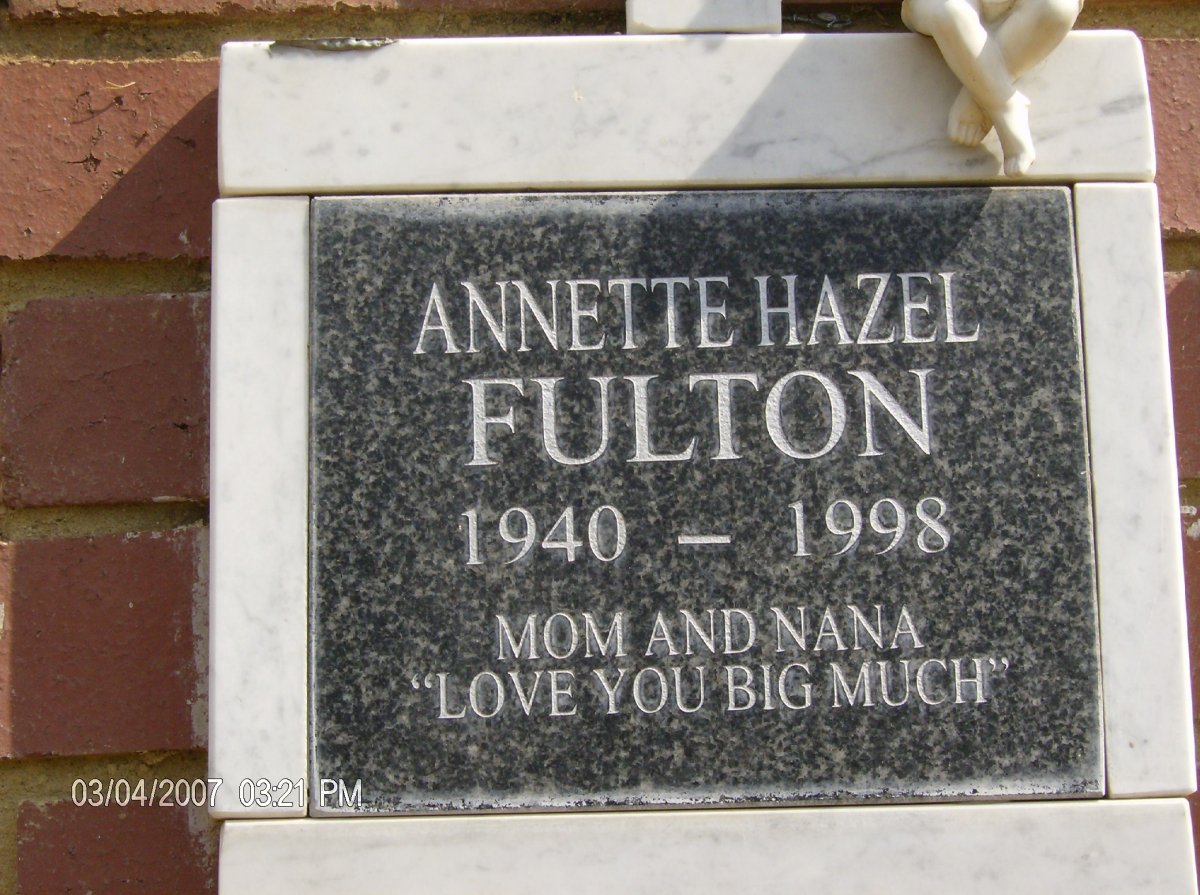 FULTON Annette Hazel 1940-1998