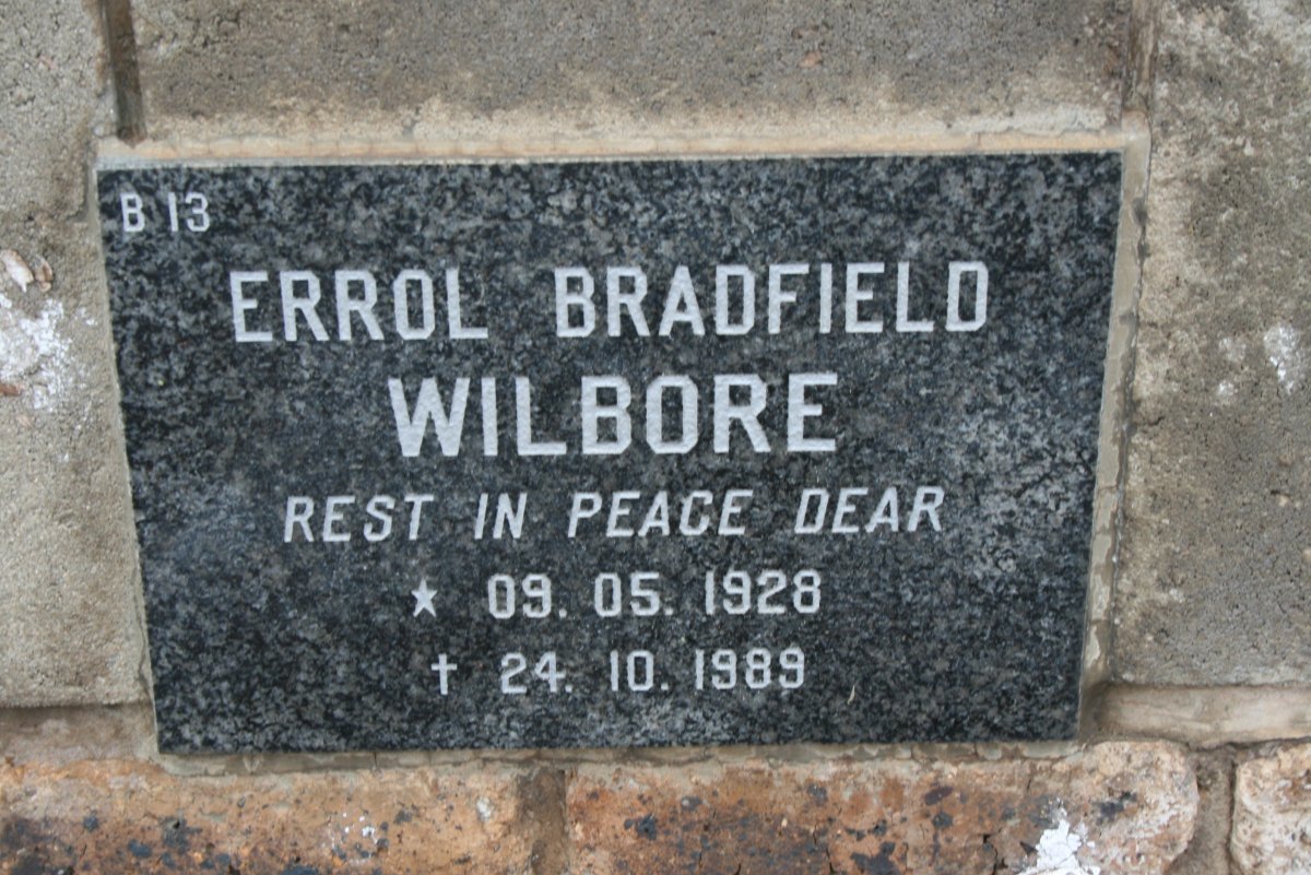 WILBORE Errol Bradfield 1928-1989
