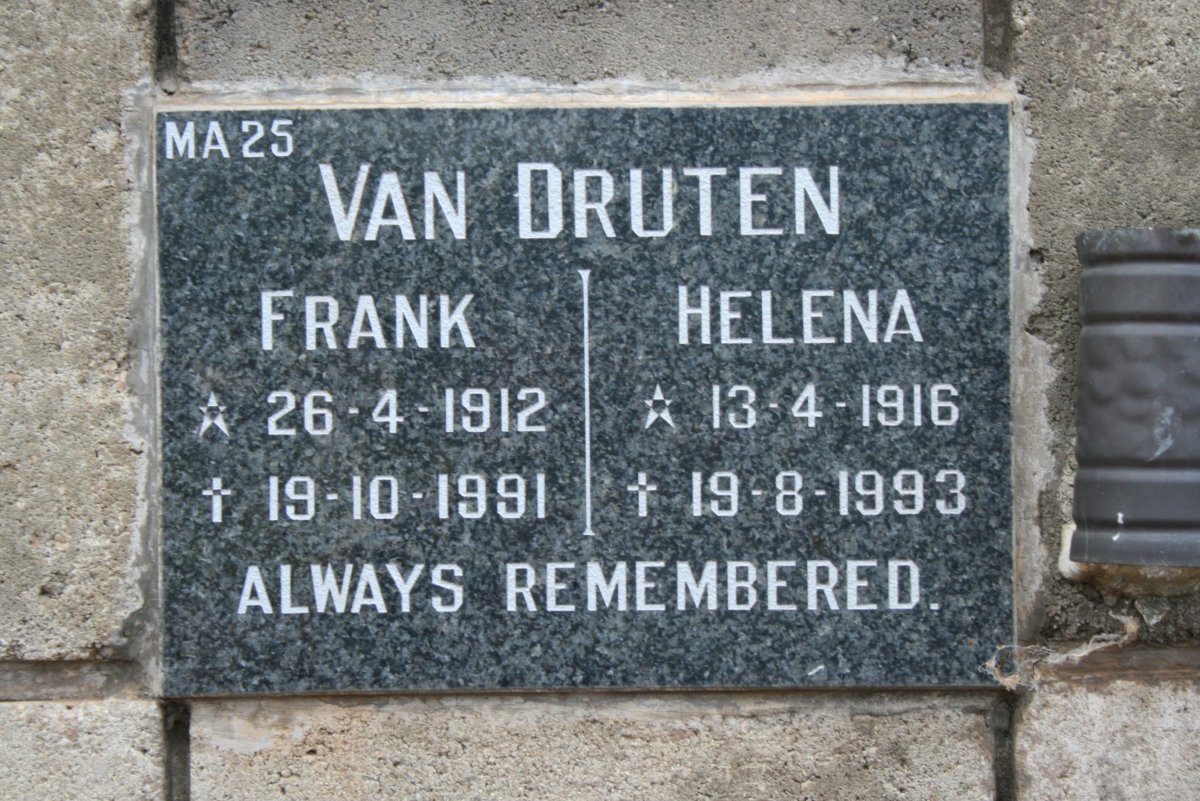 DRUTEN Frank, van 1912-1991 &amp; Helena 1916-1993