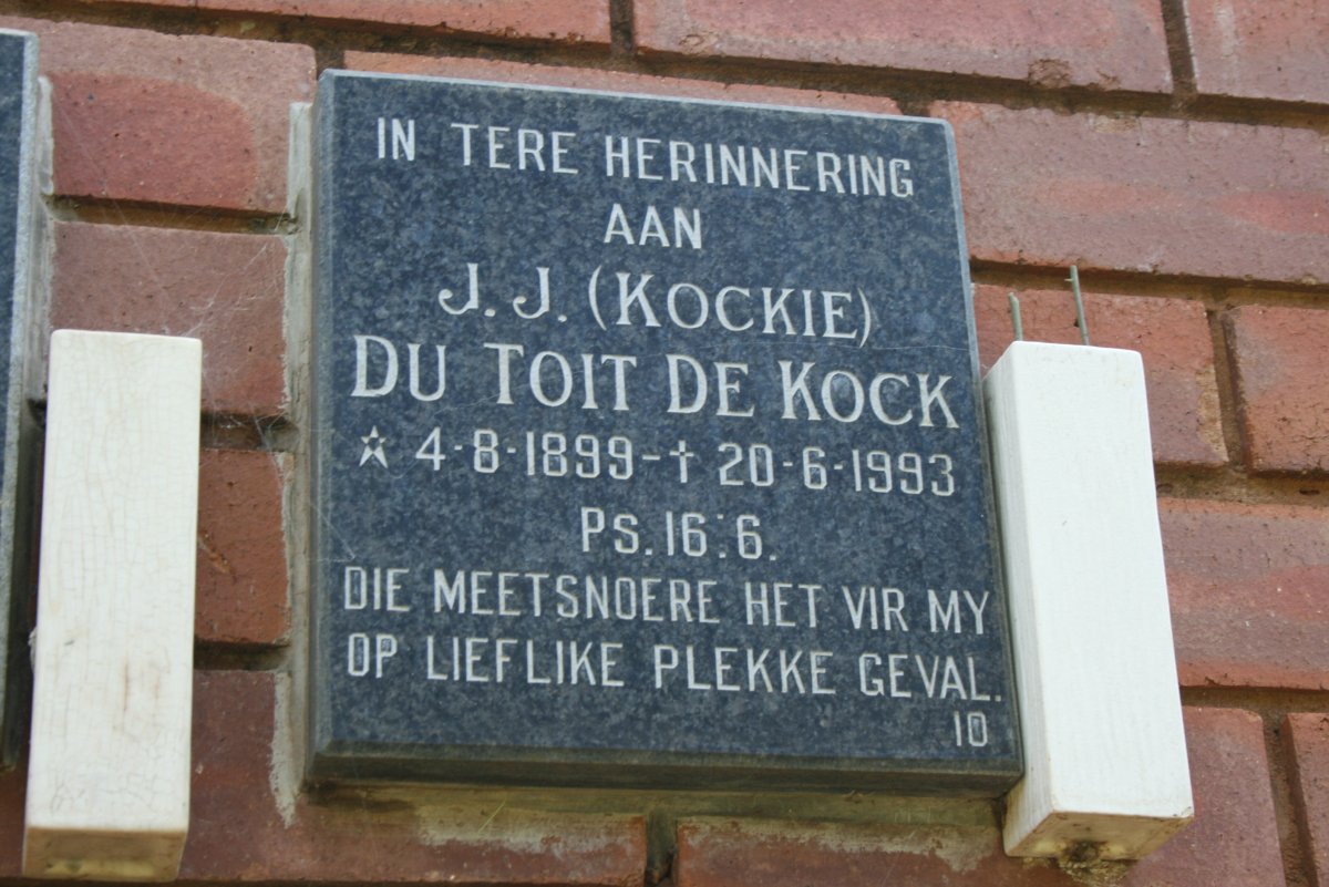 KOCK J.J. du Toit, de 1899-1993