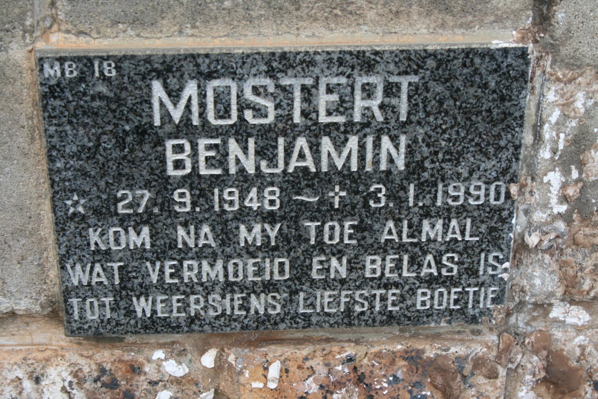 MOSTERT Benjamin 1948-1990