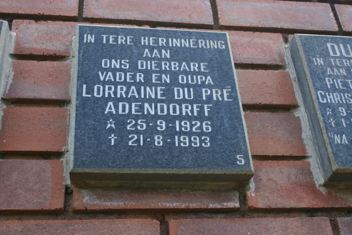 ADENDORFF Lorraine Du Pré 1926-1993