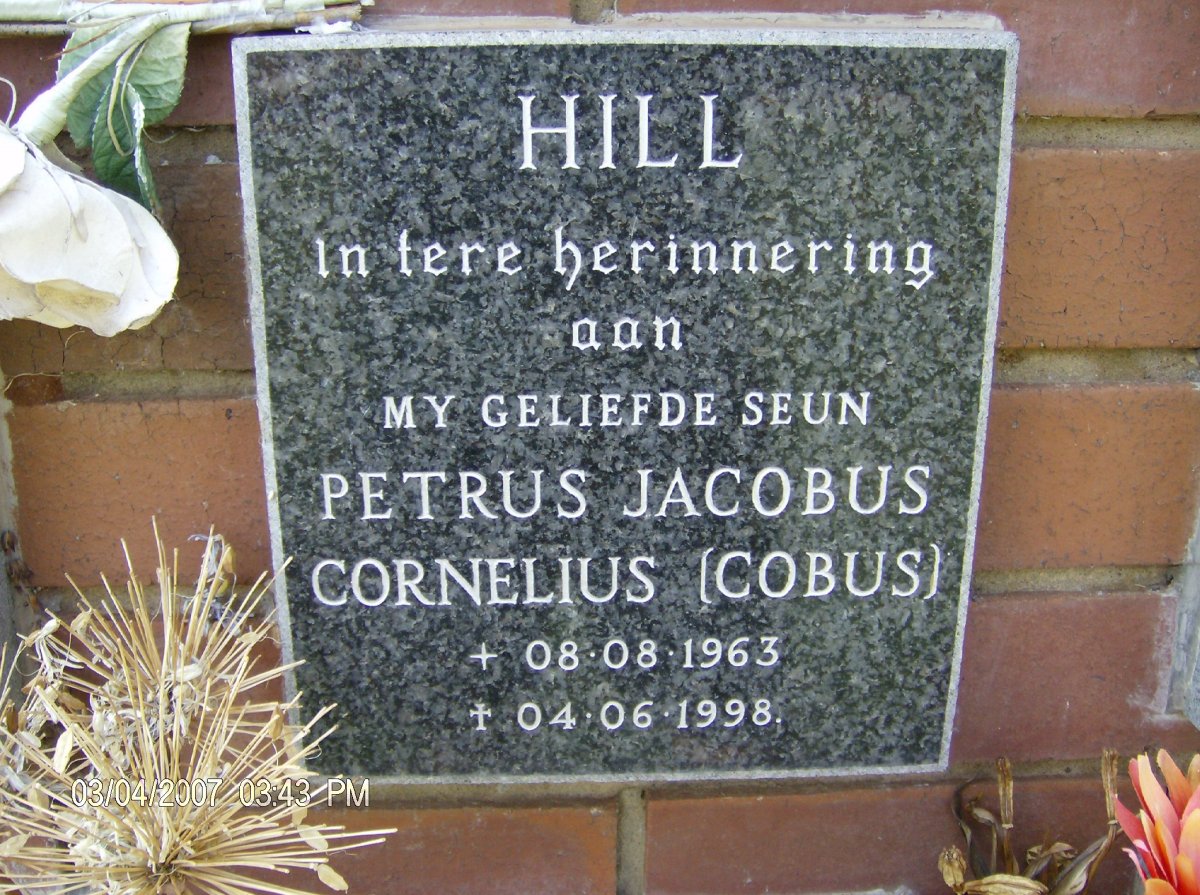 HILL Petrus Jacobus Cornelius 1963-1998