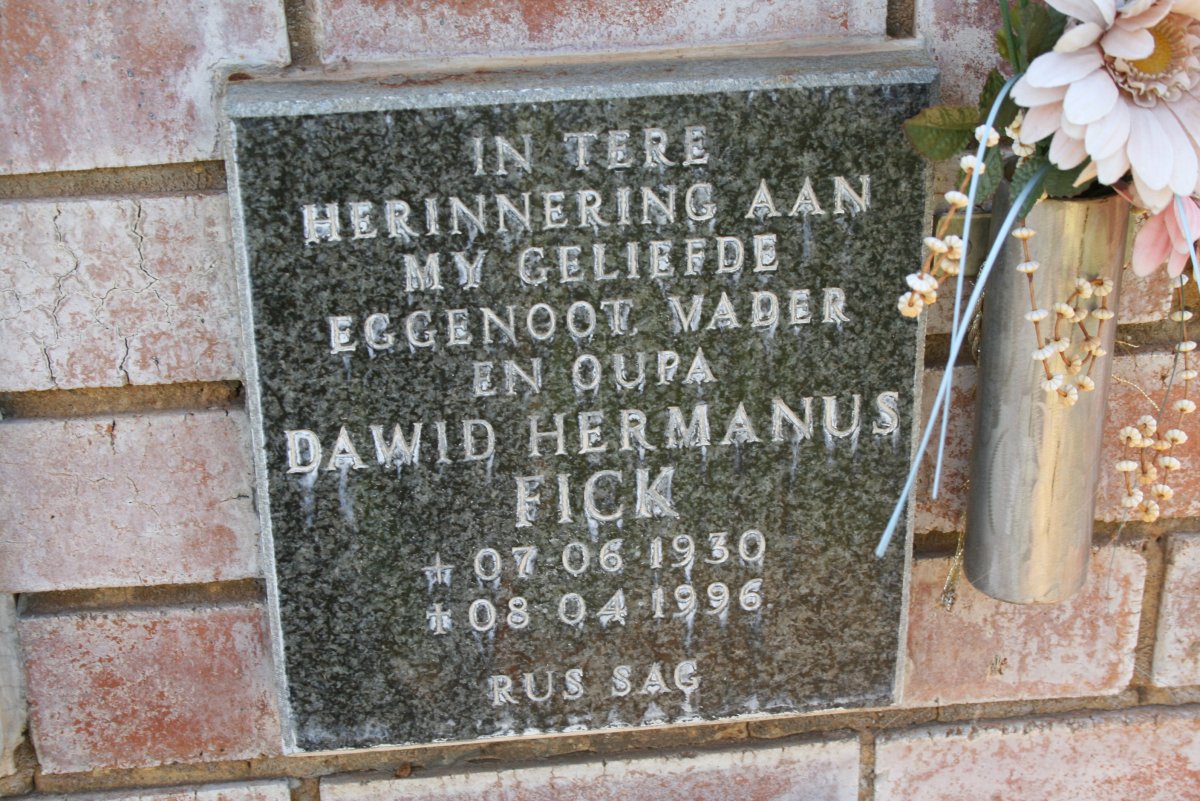 FICK Dawid Hermanus 1930-1996
