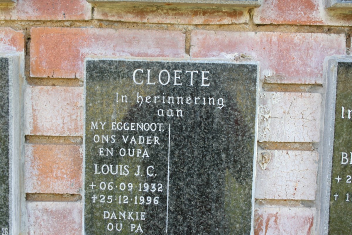 CLOETE Louis J.C. 1932-1996