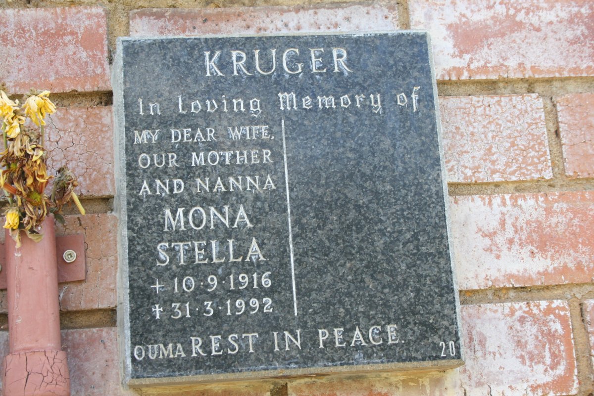 KRUGER Mona Stella 1916-1992