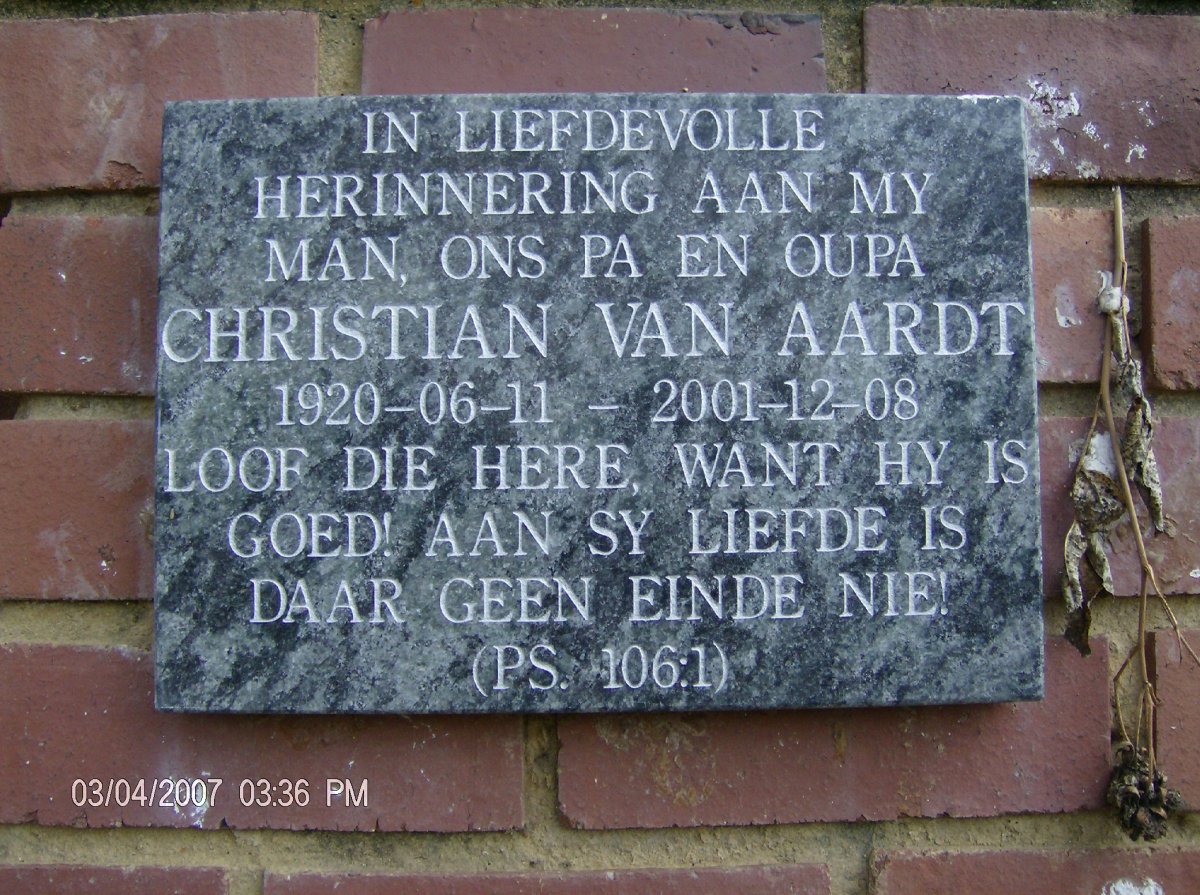 AARDT Christian, van 1920-2001