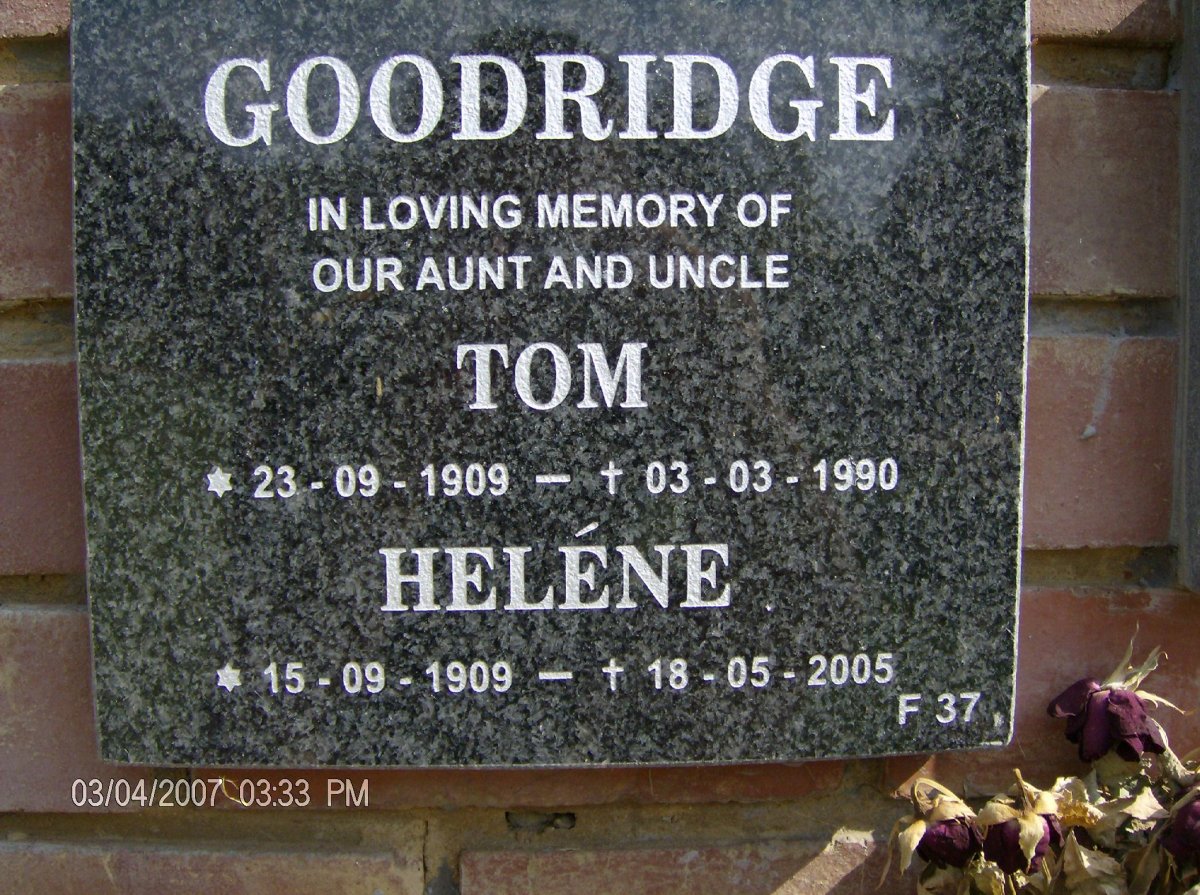 GOODRIDGE Tom 1909-1990 &amp; Heléne 1909-2005