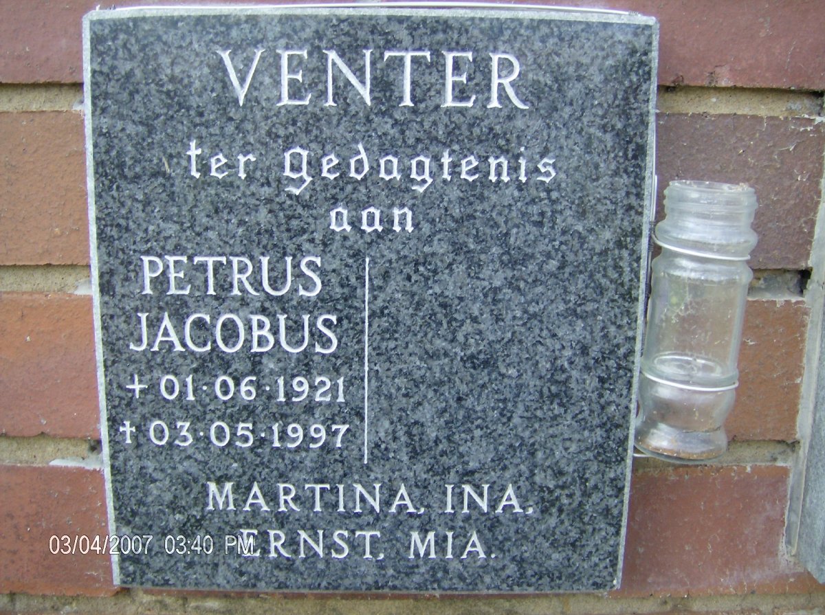 VENTER Petrus Jacobus 1921-1997