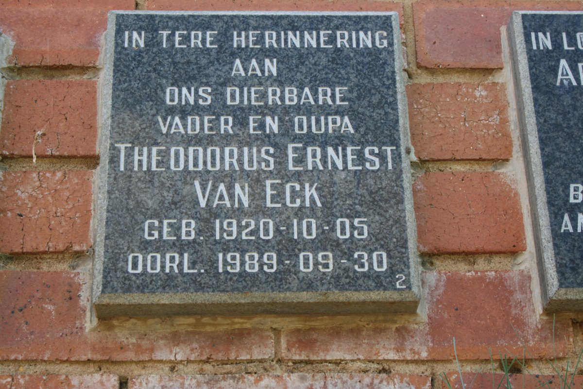 ECK Theodorus Ernest, van 1920-1989