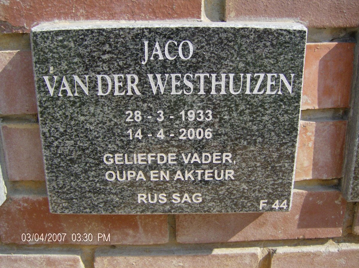 WESTHUIZEN Jaco, van der 1933-2006