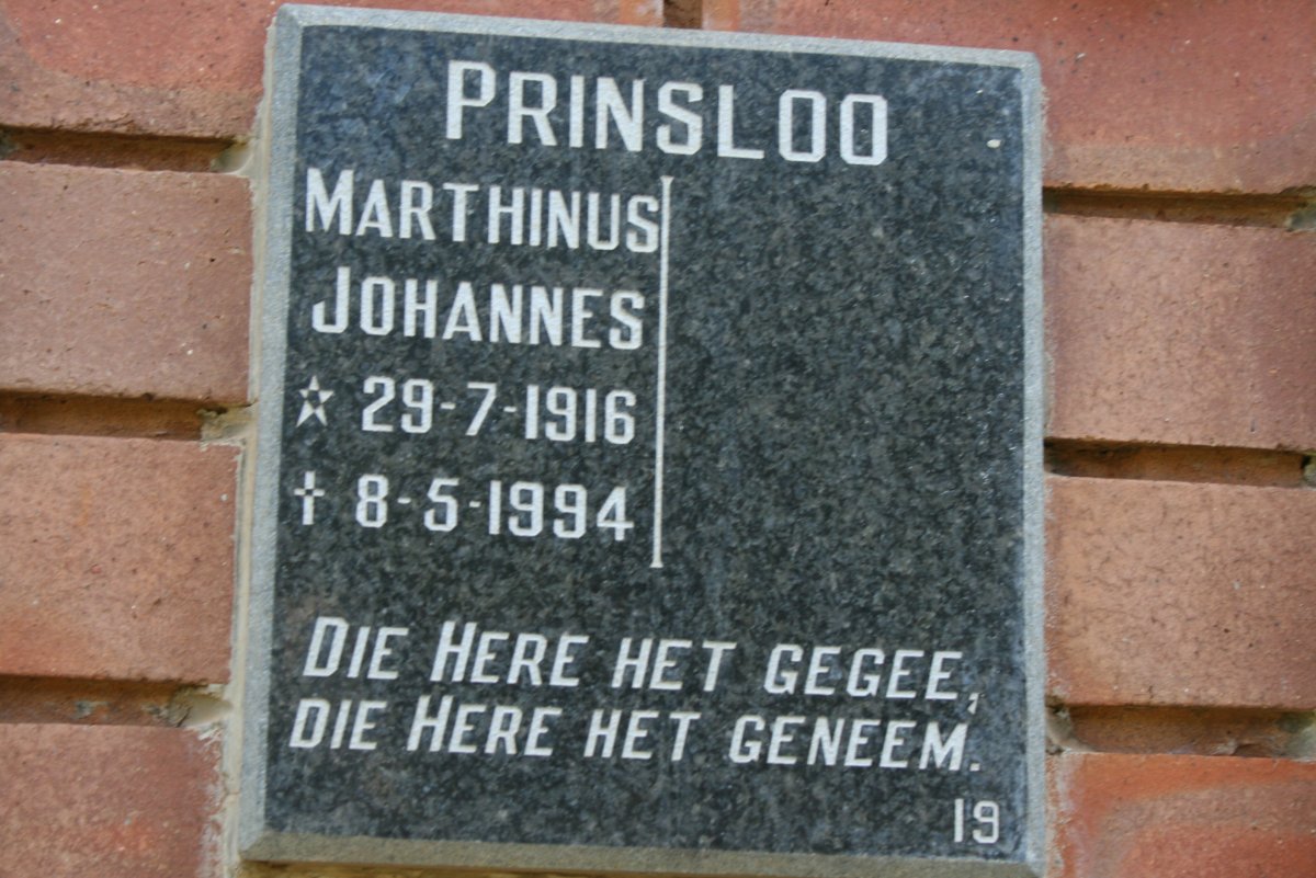 PRINSLOO Marthinus Johannes 1916-1994