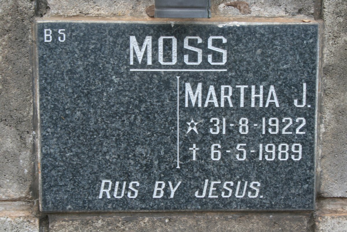 MOSS Martha J. 1922-1989