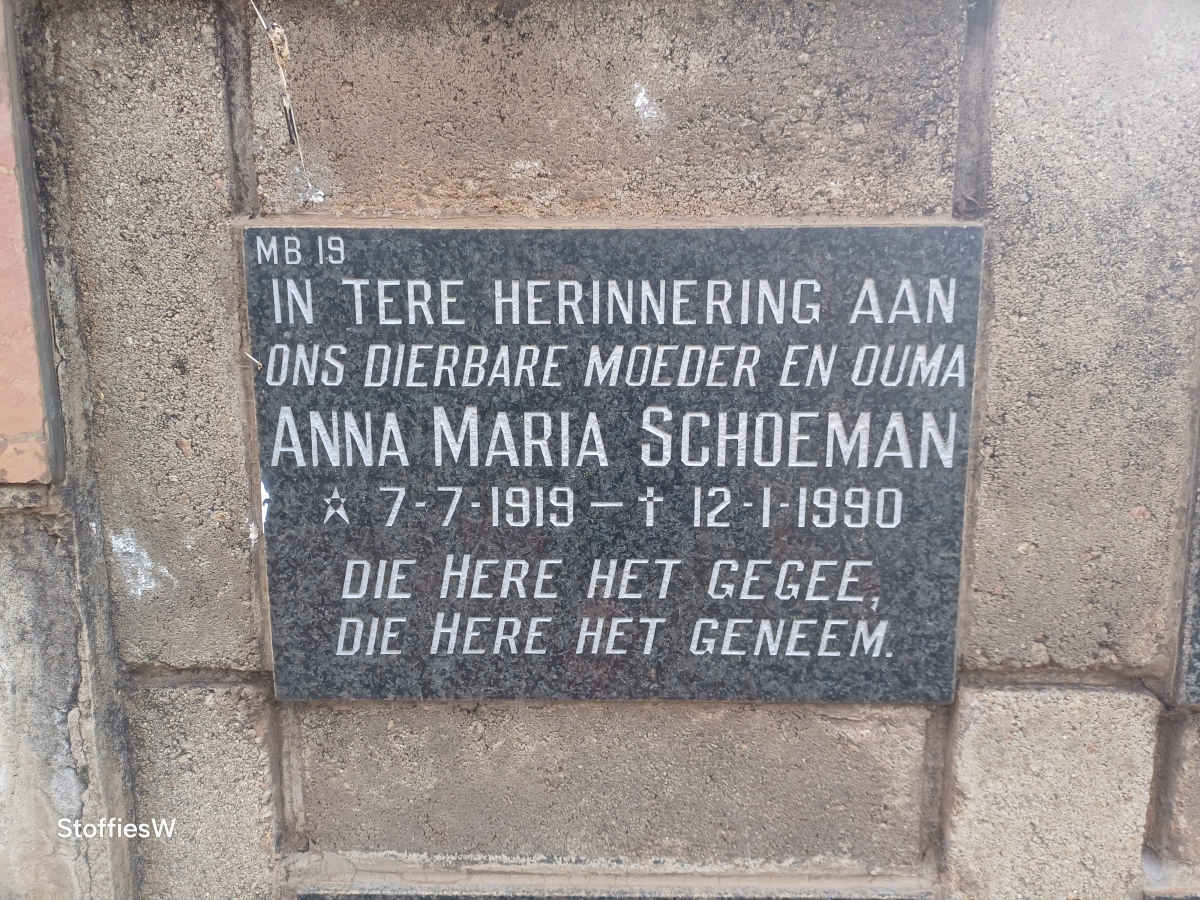 SCHOEMAN Anna Maria 1919-1990
