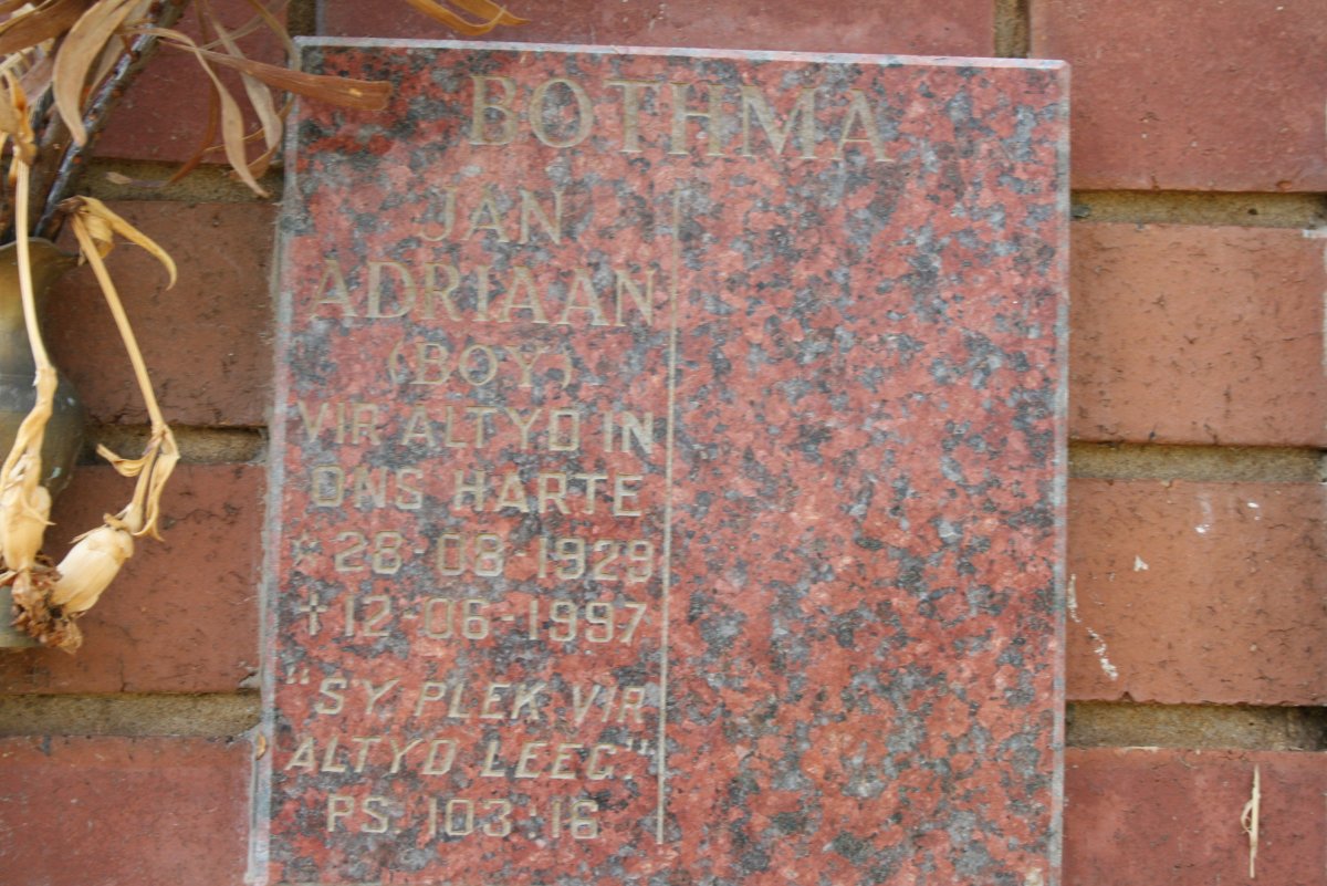 BOTHMA Jan Adriaan 1929-1997