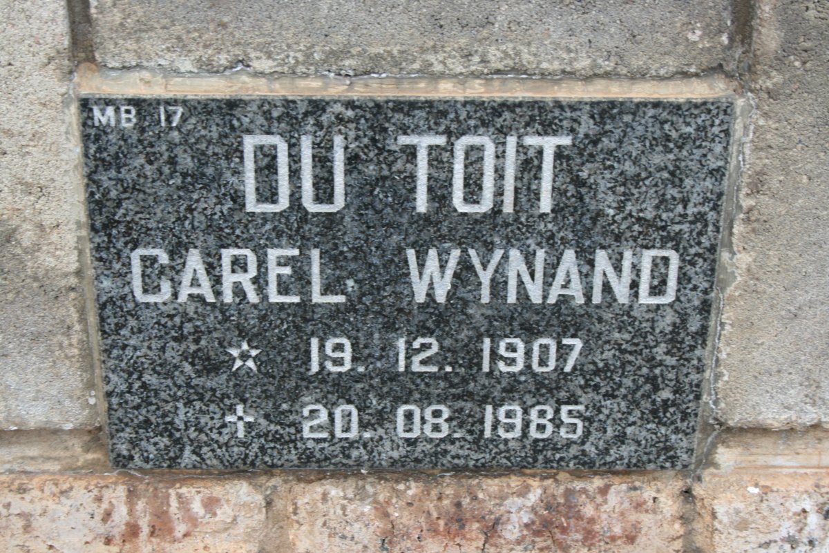 TOIT Carel Wynand, du 1907-1985