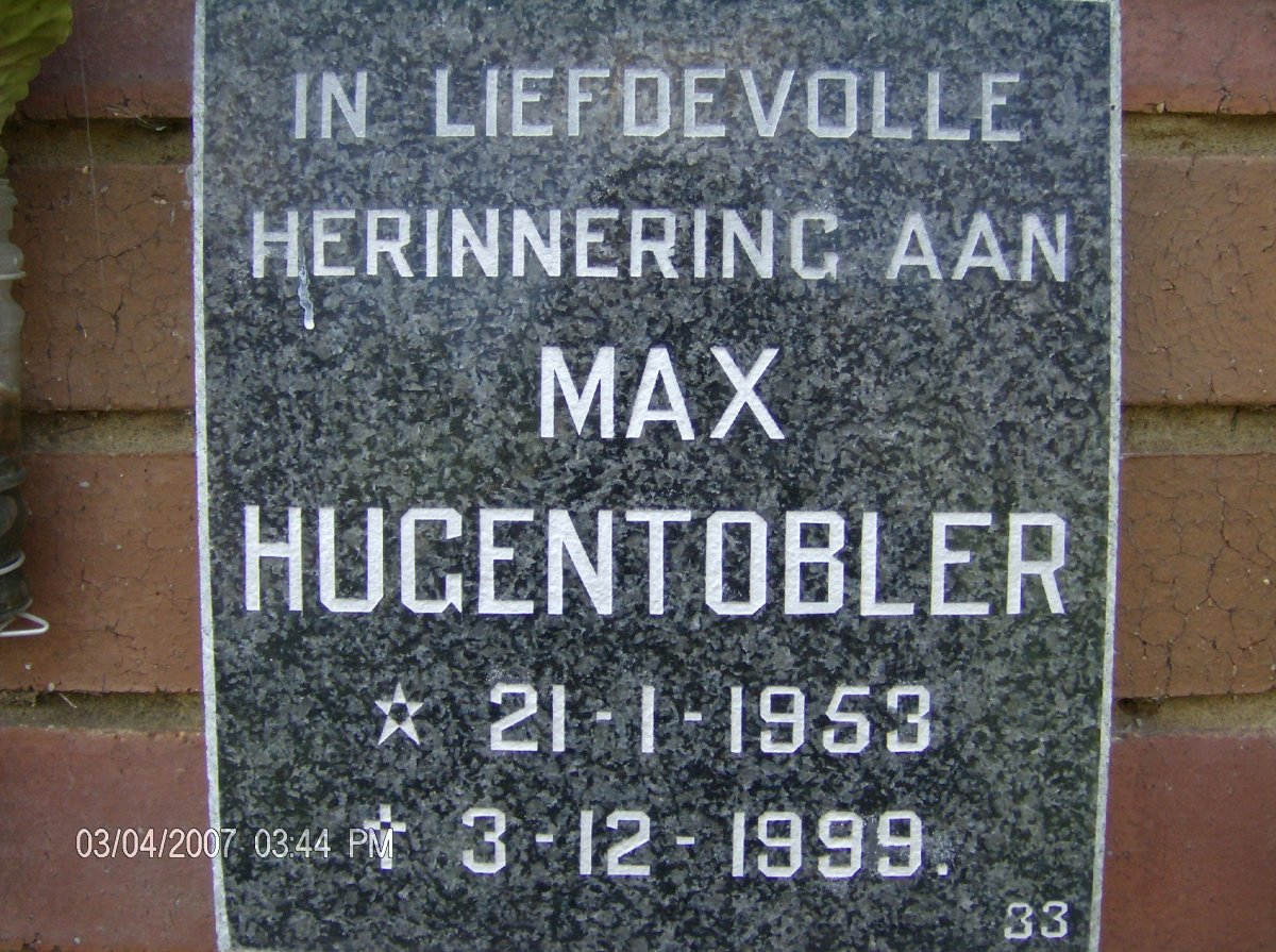 HUGENTOBLER Max 1953-1999