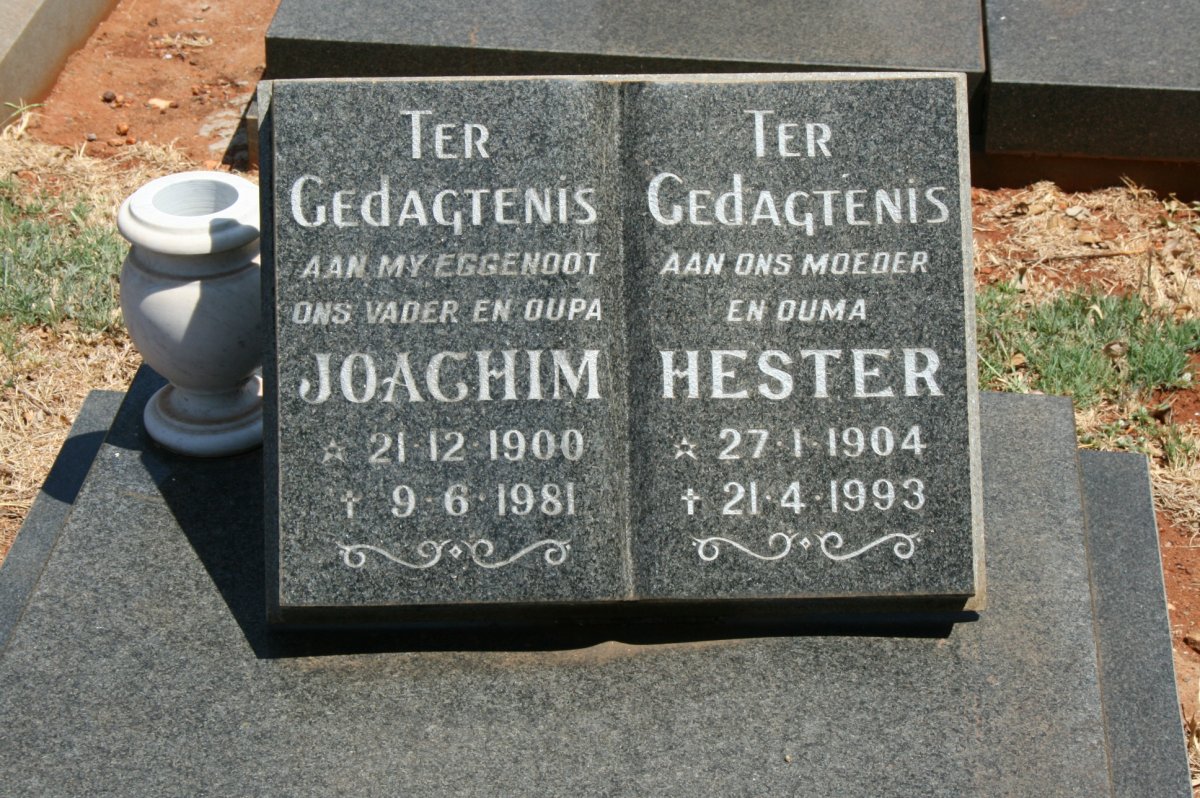 ? Joachim 1900-1981 &amp; Hester 1904-1993