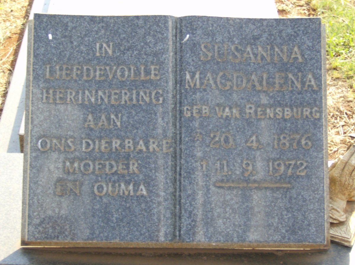 ? Susanna Magdalena nee VAN RENSBURG 1876-1972