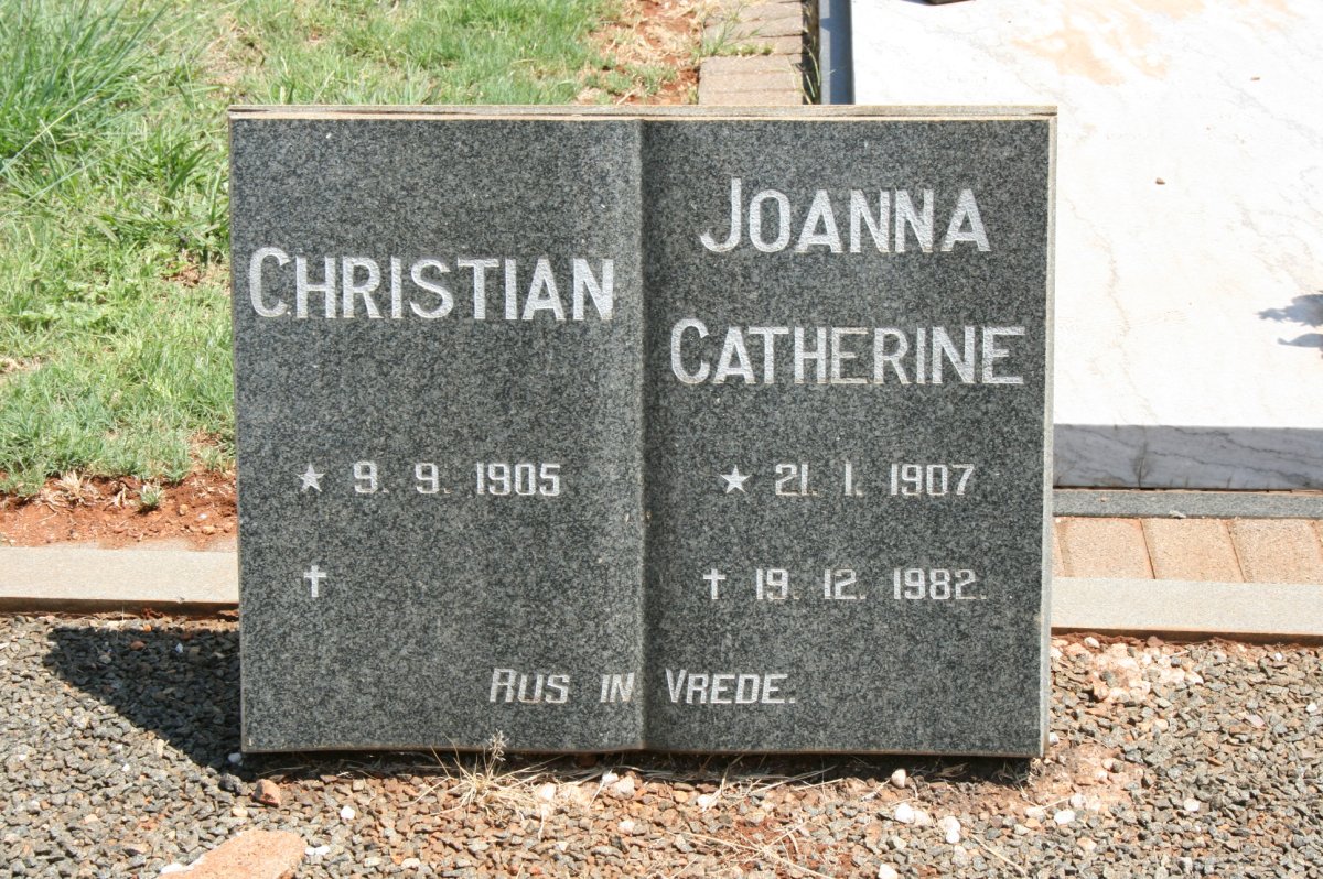 ? Christian 1905- &amp; Joanna Catherine 1907-1982