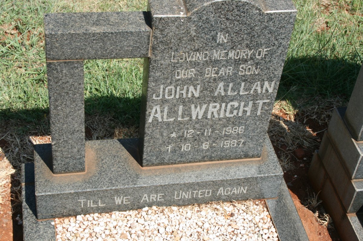 ALLWRIGHT John Allan 1986-1987