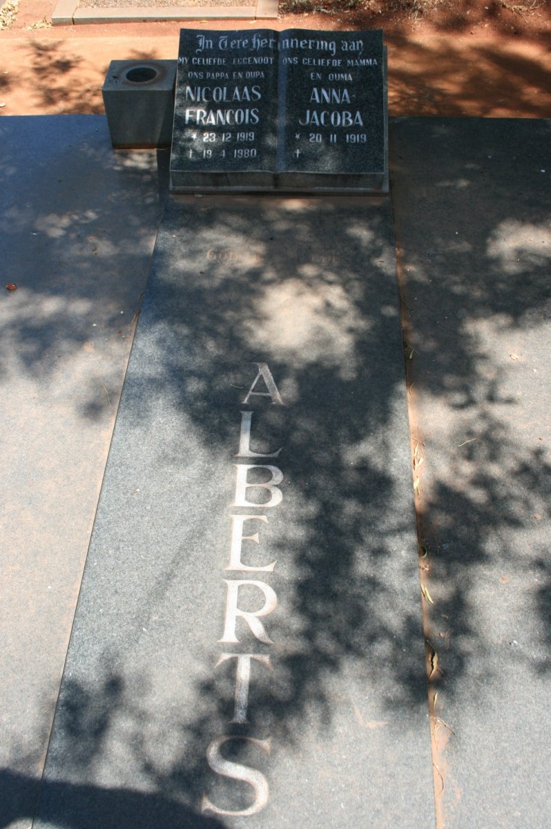 ALBERTS Nicolaas Francois 1919-1980 &amp; Anna Jacoba 1919-
