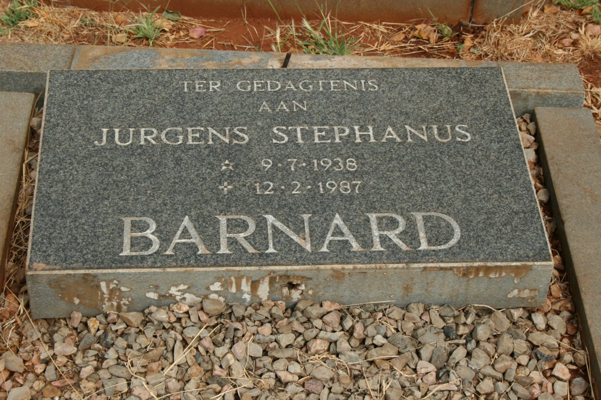 BARNARD Jurgens Stephanus 1938-1987