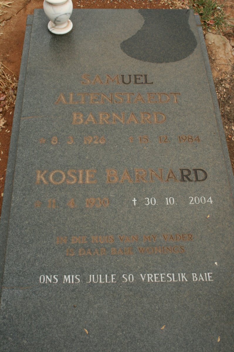 BARNARD Samuel Altenstaedt 1926-1984 :: BARNARD Kosie 1930-2004