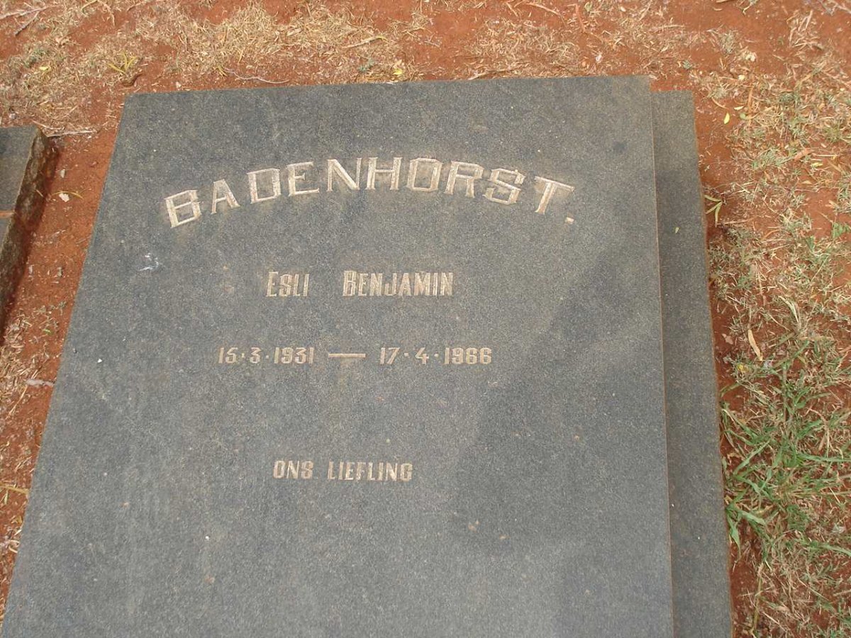 BADENHORST Esli Benjamin 1931-1966
