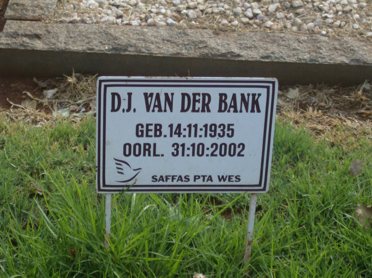 BANK D.J., van der 1935-2002