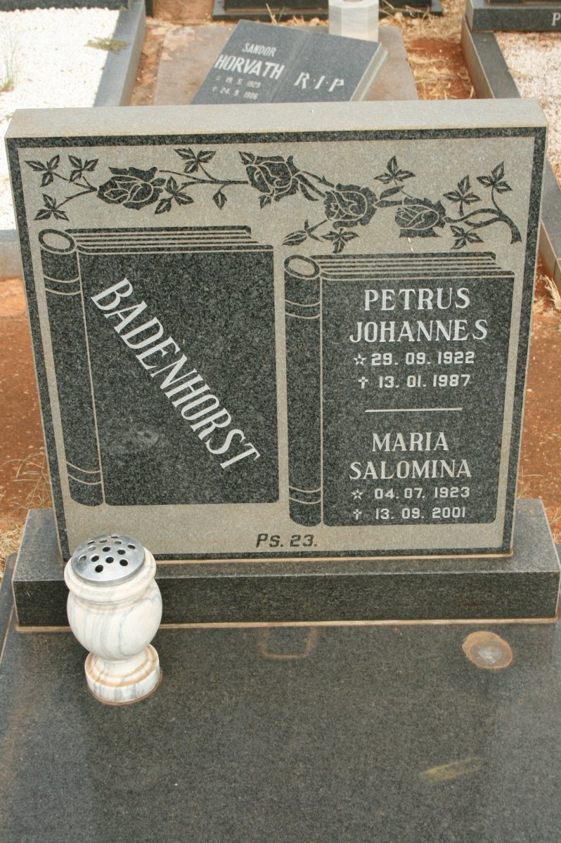 BADENHORST Petrus Johannes 1922-1987 &amp; Maria Salomina 1923-2001