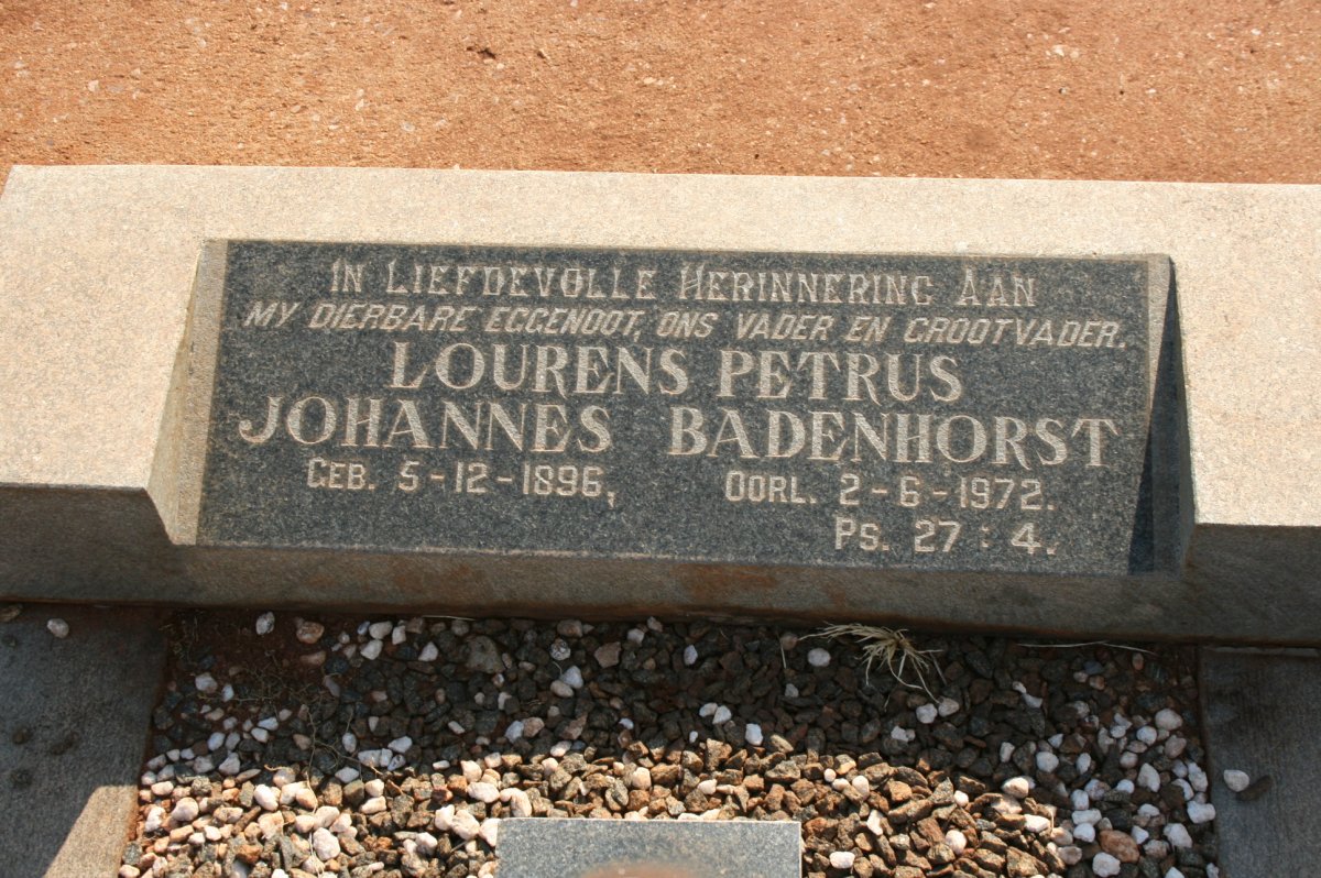 BADENHORST Lourens Petrus Johannes 1896-1972