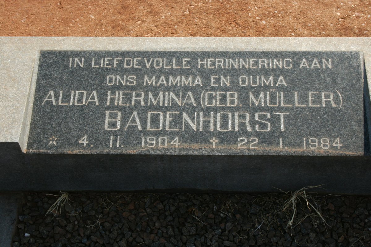BADENHORST Alida Hermina nee MULLER 1904-1984