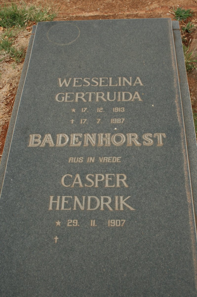 BADENHORST Casper Hendrik 1907- &amp; Wesselina Gertruida 1913-1987